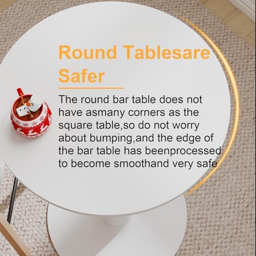 Modern Tulip Round Bar Table, 41” Height Bistro Pub Table, Height Cocktail Ba...
