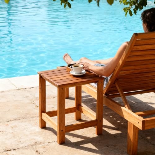 Utoplike Teak Outdoor Side Table for Patio, Adirondack Sides Tables