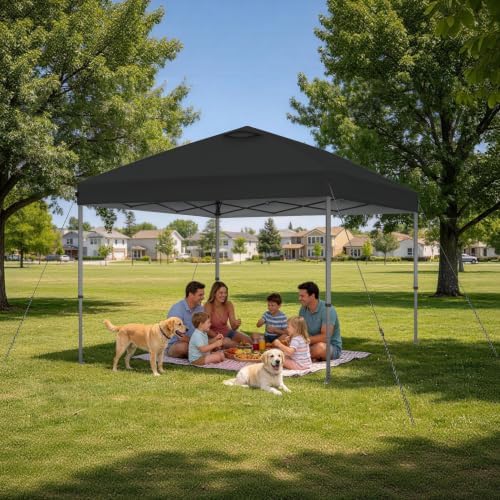Explore Land 10x10 Pop Up Canopy with One Push Setup, Black