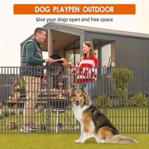 15 Panels No Dig Fence with Gate, 32 in(H) X 36 ft(L) Garden Decorative Fence...