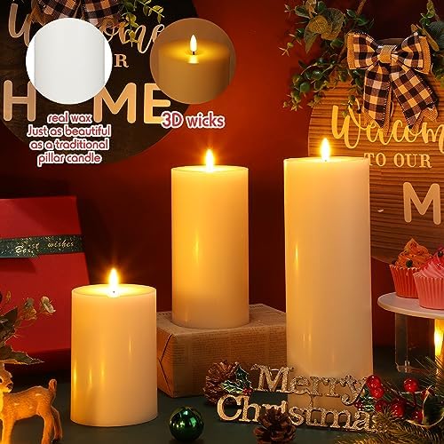 Retisee 3 Pcs White 6/8/12 Icnhes Flameless LED Candles with Remote and 2/4/8...