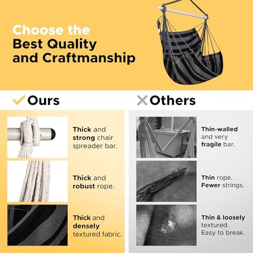 ADVOKAIR Hammock Chair Swing 500lbs Steel Bar Multi-Size Bedroom&Porch
