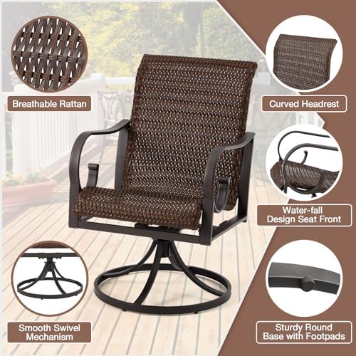 EROMMY Patio Swivel Chairs Set of 2, Heavy Duty Outdoor Dining Chair with 23....