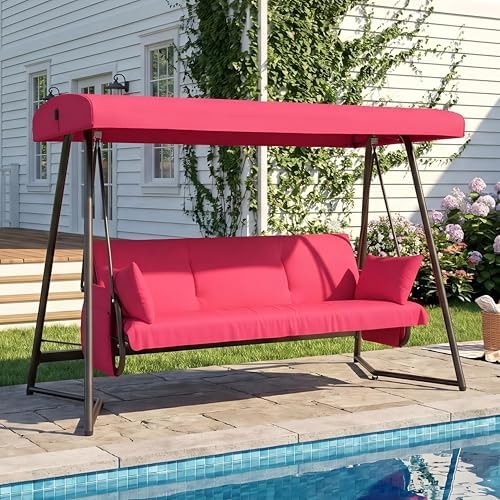 3-4 seat oversized outdoor porch swing with adjustable, main product view