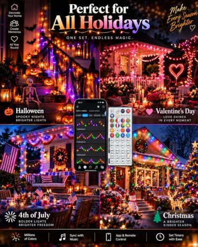 1Pack 200LED Smart Color Changing String Lights Halloween Lights App Remote