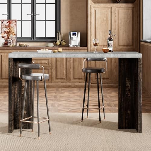 Bar Table for 4-6 People - 55” Long Counter Height Pub with Extra Thickened T...