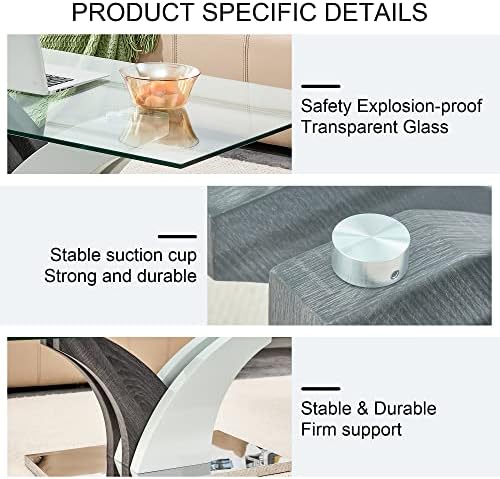 47'' Glass Coffee Table for Living Room,Rectangle Clear Center Table,...