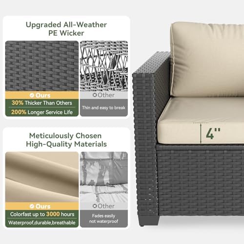 Aoxun Patio Furniture Set with Fire Pit Table, 6 Piece Outdoor Furniture Set ...