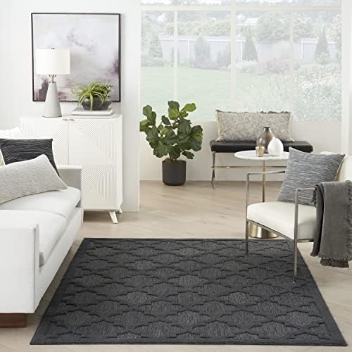 Nourison Home Easy Care Charcoal Black 4' x 6' Area Rug - Easy Clean,...