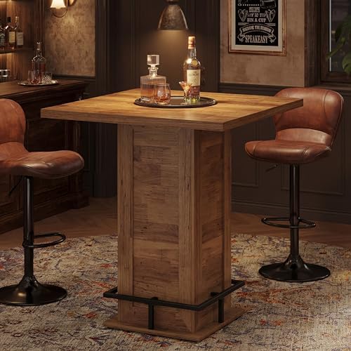 Tribesigns Square Bar Height Table, 39.4" H Counter Height Pub Table, Hi...
