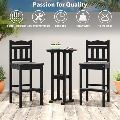Sundale Outdoor Tall Adirondack Bar Chair Set of 2, HDPE Patio Bar Stools