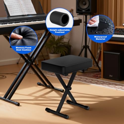 Adjustable X-Style Keyboard Bench,Thick Cushion,Folding X-Style Keyboard Benc...
