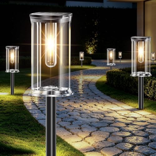 Solar Lights Outdoor, 12 Pack Solar Pathway Lights Outdoor Waterproof, Auto O...
