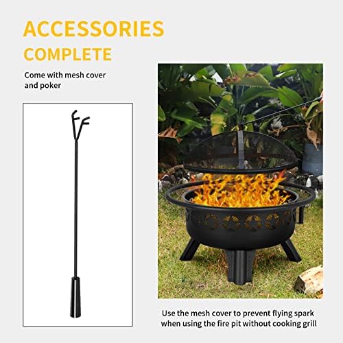 Hykolity 2 in 1 Fire Pit with Grill, Large 31" Wood Burning Fire Pit wit...