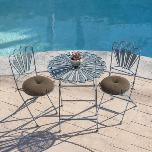 FUNHOME Outdoor Round Bistro Chair Cushions Set of 2, 15x15x4Inch-Brown