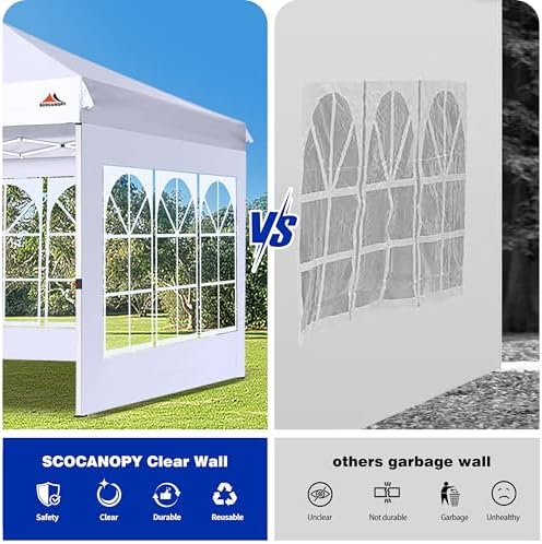 SCOCANOPY SideWall with Window for 10x10 Canopy Frame, 2 Pcs Sunwalls Only,White