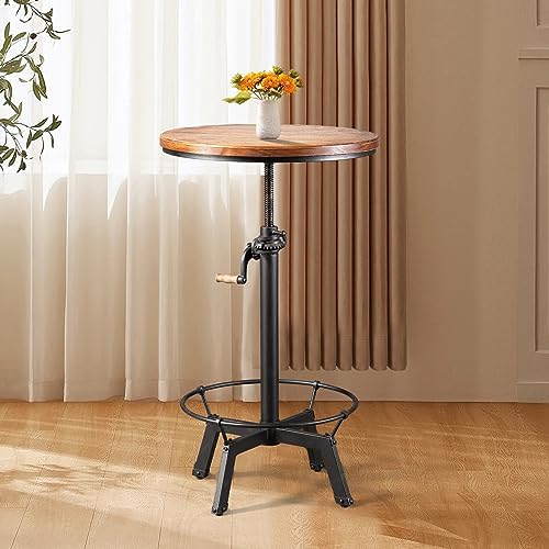 LOKKHAN 33.5-39.4 Inch Tall Industrial Bar Table-Adjustable Bar Height Bistro...