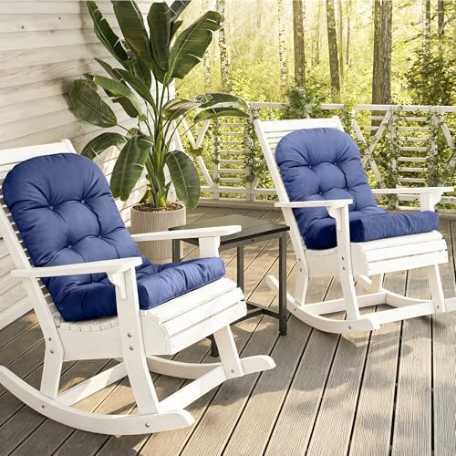 Thickened High-Back Adirondack Rocking Chair Cushion Blue