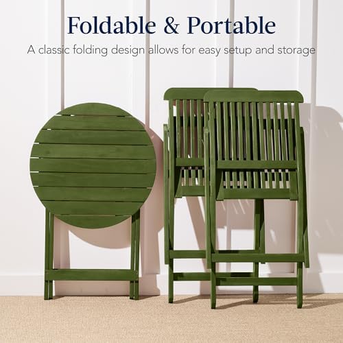 Best Choice Products 3-Piece Acacia Wood Bistro Set, Folding Patio Furniture ...