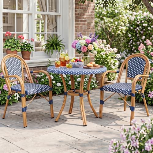 Tangkula Wicker Patio French Bistro Dining Chairs Set of 2