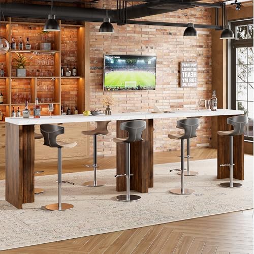 Bar Table for 4-6 People - 55” Long Counter Height Pub with Extra Thickened T...