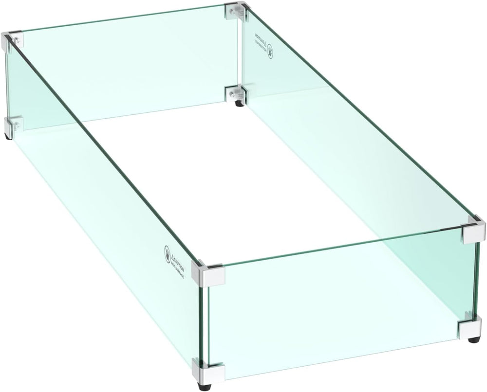 Skyflame 30 x 14 Inches Rectangular Fire Pit Glass Wind Guard