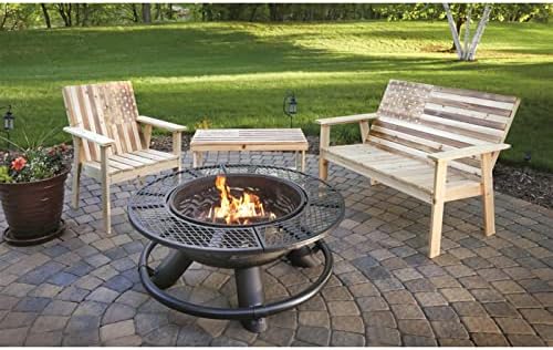 CASTLECREEK 47" Fire Pit BBQ Grill Outdoor Wood Burning Steel Log Firepi...