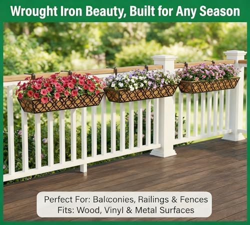 Y&M 4-Pack 30 Inch Railing Planter Boxes 24 Inch 2 Pack, Hanging Balcony ...