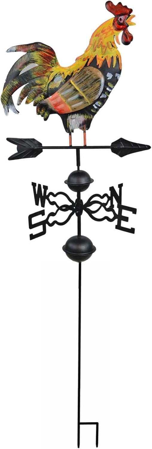 48 in. Metal Weather Vane for Garden Decor Farmhouse Decorative with Rooster ...