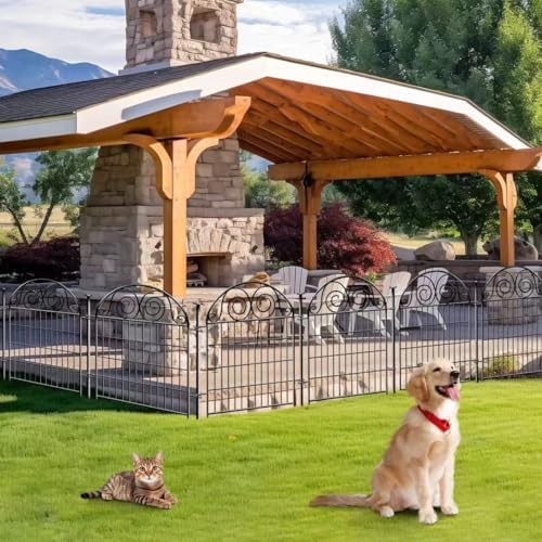 Getlay Tall Garden Fence Animal Barrier with Gate, 32 in(H) 16 Panels Garden ...