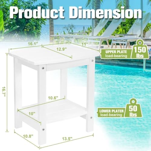 Y&M Outdoor Side Table, HIPS Adirondack Small Double Layer Table, Waterpr...