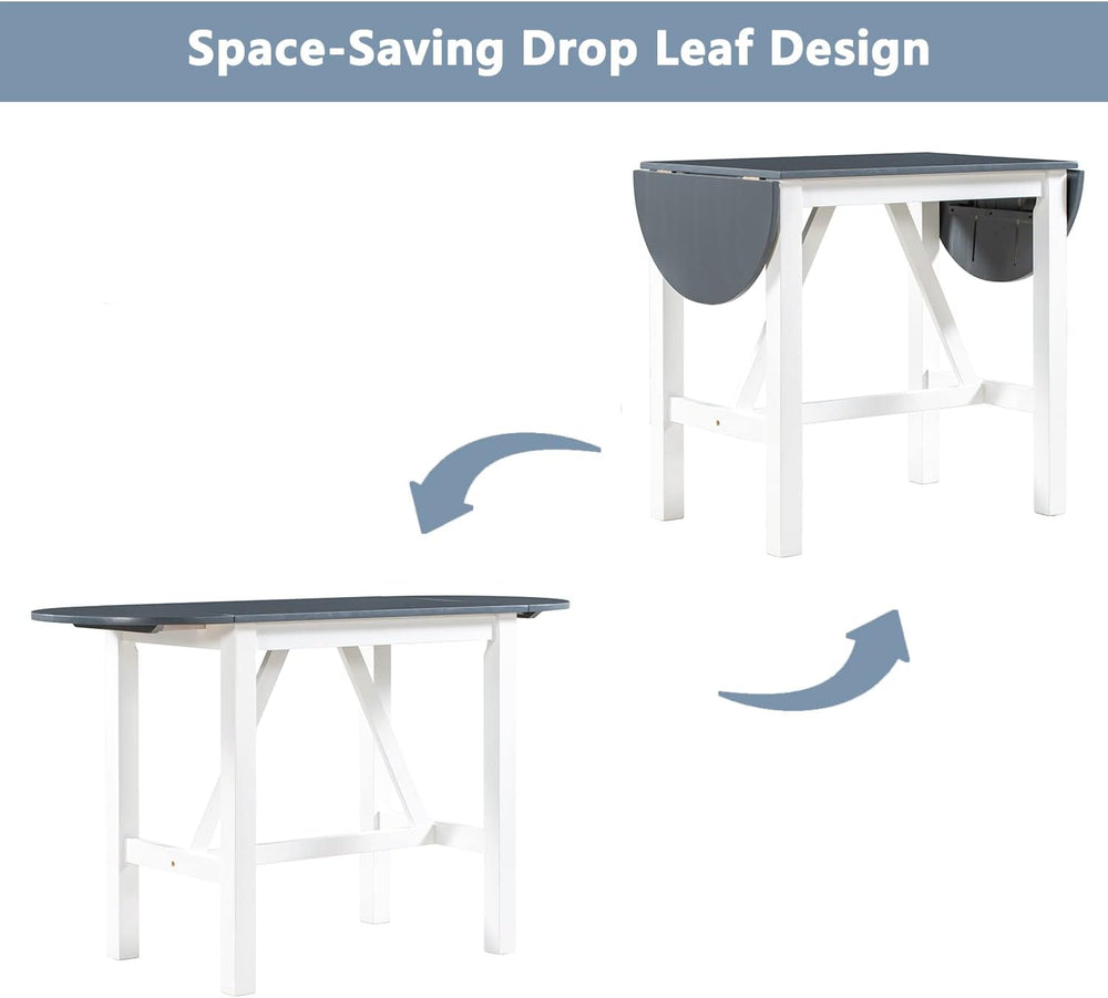 Farmhouse 3-Piece Counter Height Dining Table Set, Half-Round Drop Leaf Dinin...