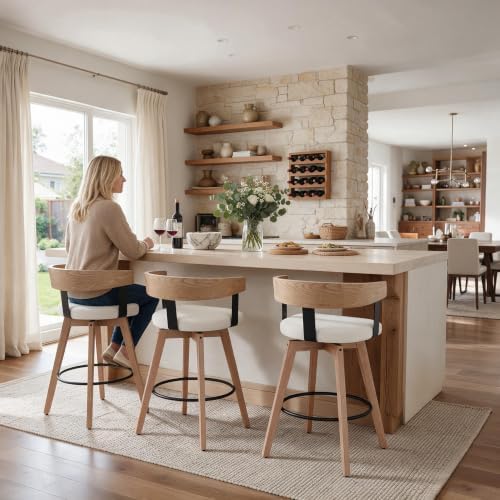 DUOMAY Swivel Bar Stools Set of 1, 26" Counter Height Counter Stool with...