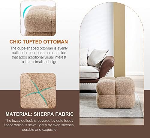 Zesthouse Square Pouf Ottoman Footstool, Modern Vanity Chair for Bedroom