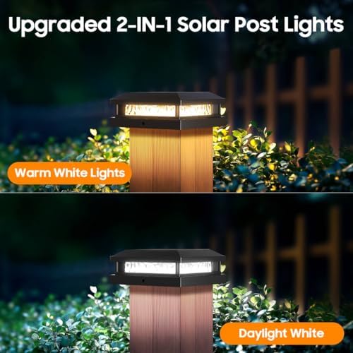 Solar Post Cap Lights 12 Pack for 4x4 4.5x4.5 5x5 Vinyl/Wood Posts, Black