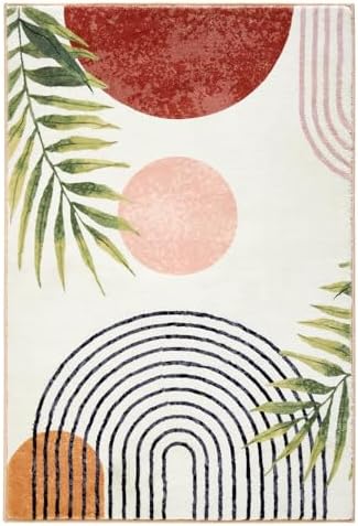 RoomTalks Mid Century Modern Washable Rug, Boho Cute Aesthetic 8x10 Area Rugs...