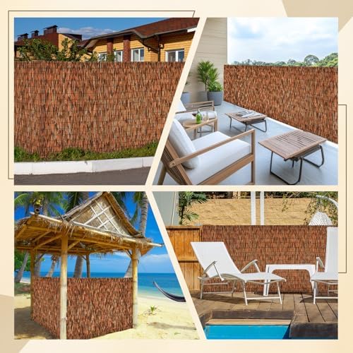 Brown 6FT X16.4FT Reed Fencing Roll Bamboo Privacy Fence Screen