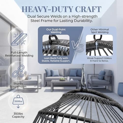 NICESOUL Egg Chair No Stand Outdoor Indoor, 350lbs Capacity Sturdy Patio Wick...