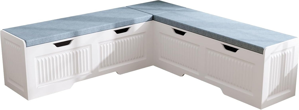 63" L-Shaped Breakfast Corner Storage Bench,Modern Banquette Seating wit...