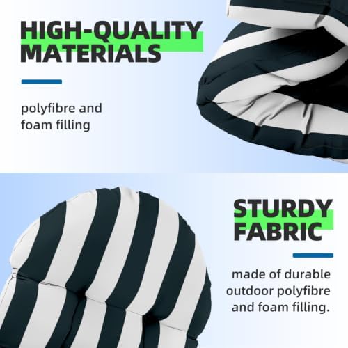 Adirondack Chair Cushions 44x19x4 in Set of 2, Dark Blue Stripe