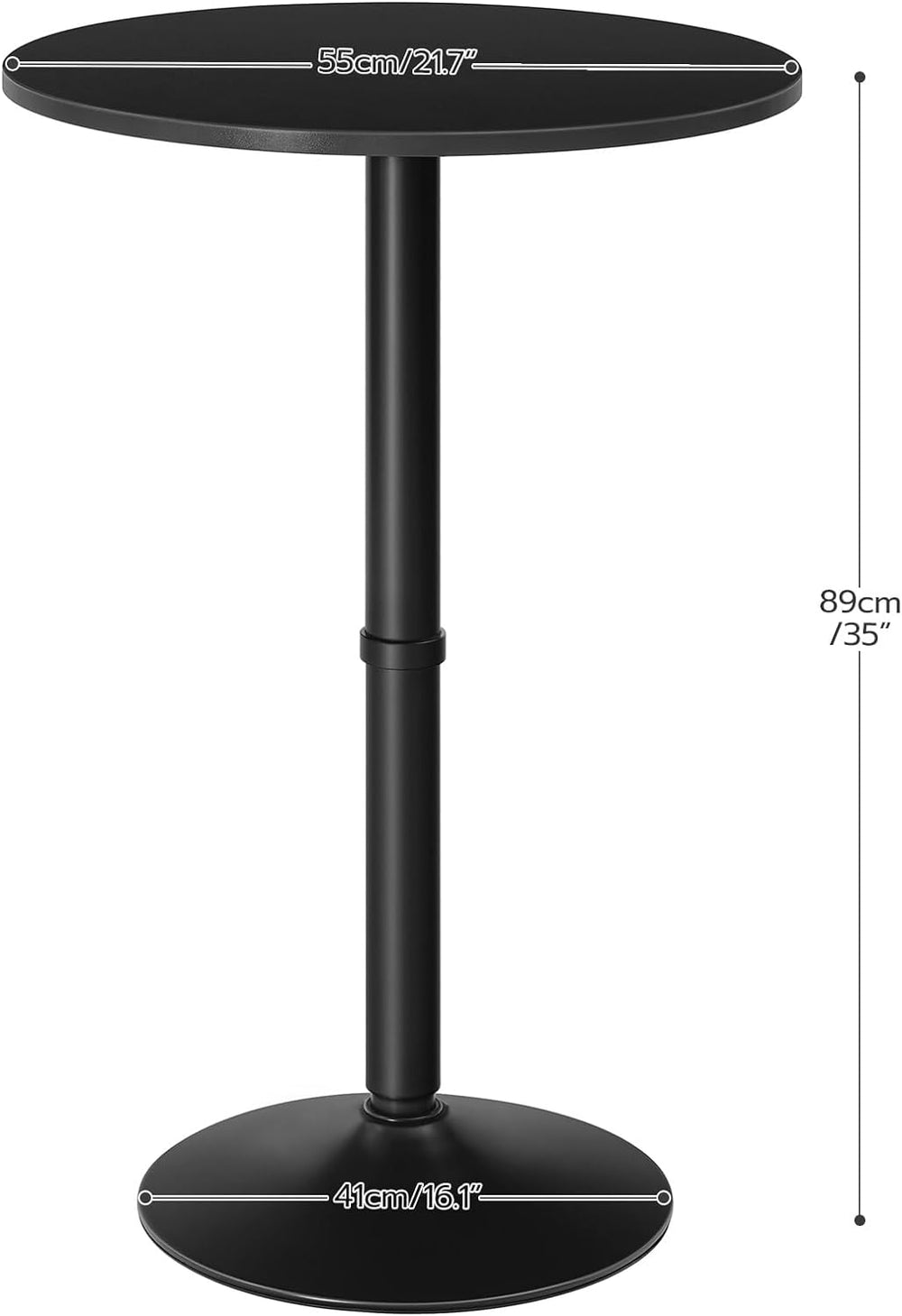 HOOBRO Round Bar Table, 35" Tall Pub Table, with Non-Slip Base for Narro...