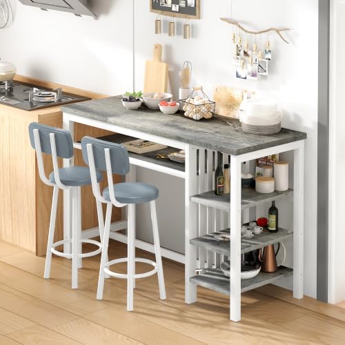 DKLGG 3-Piece Bar Table and Chairs Set, Counter Height Dining Table Set with ...