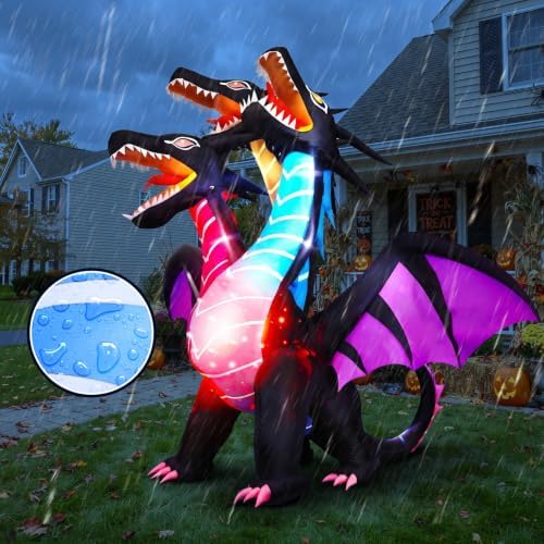 Thuodo 8 FT Tall Halloween Inflatables Dragon Outdoor Decorations Blow Up Yar...