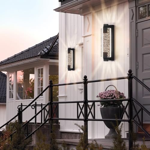 camuucci Dusk to Dawn Outdoor Wall Light, Sparkling Glow Porch Sconce