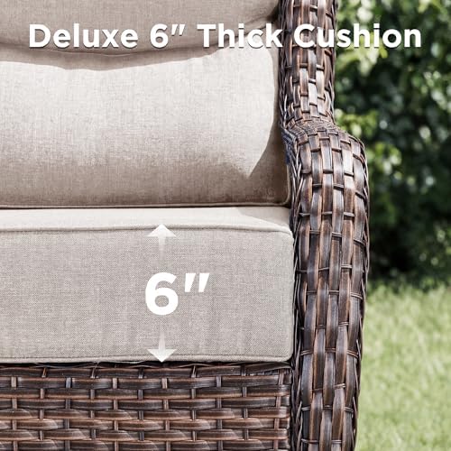 Luxury Patio Furniture Set with Fire Pit Table-6 Pieces All Weather Outdoor S...