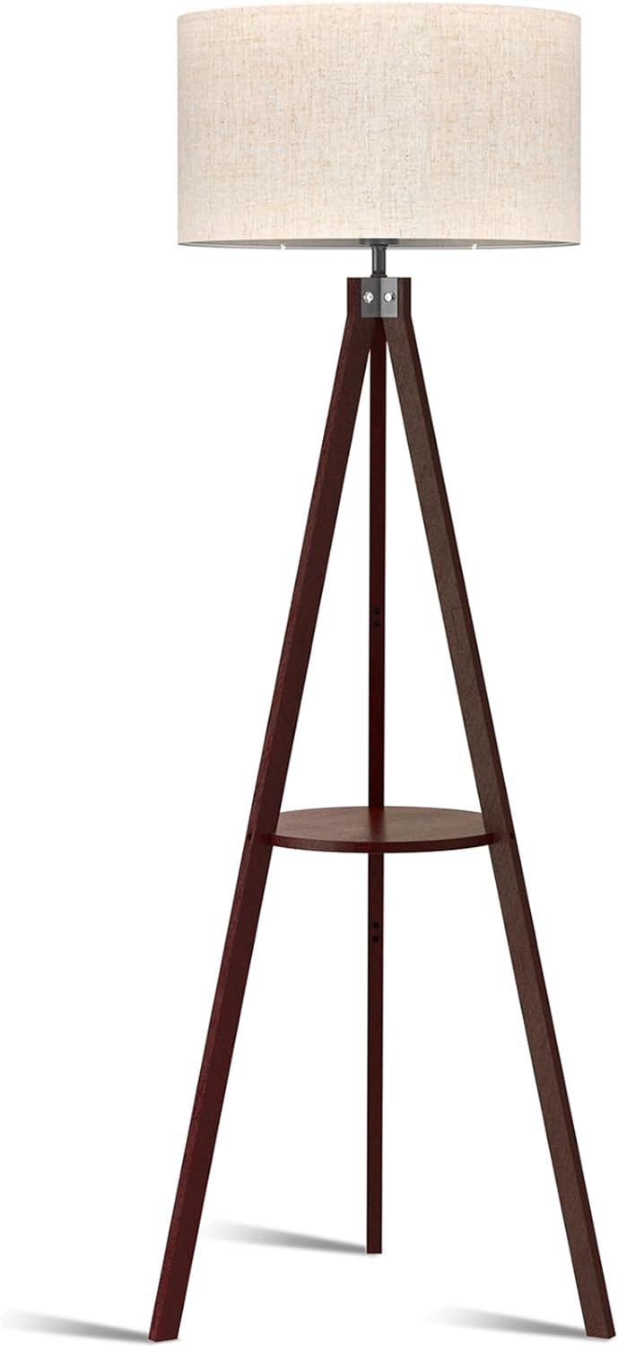 LEPOWER Shelf Floor Lamp Tripod Mid Century Modern Lamps for Living Room