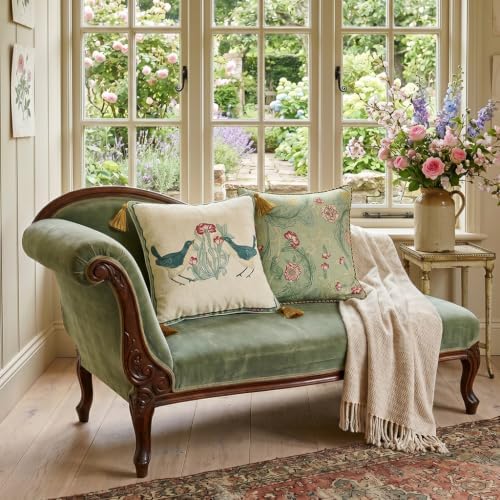 patdrea French Vintage Linen Throw Pillow Cover,18"x18",Set of 2-Ce...