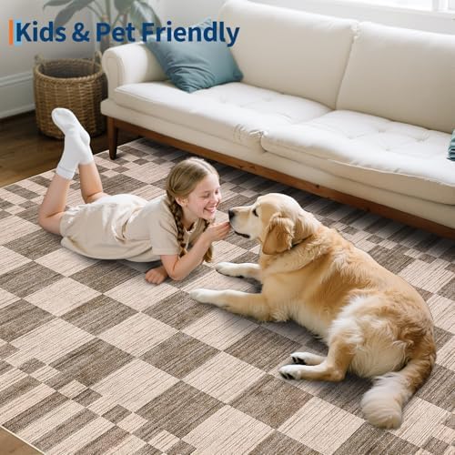 GarveeHome Checkered Rug 3x5 Area Rugs for Living Room Washable Nursey Rug