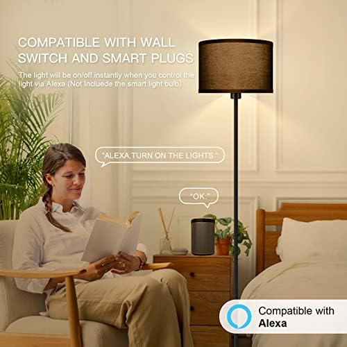 AUQUEE Floor Lamps for Living Room, Modern Standing Lamp, Black Lamp Shades, ...