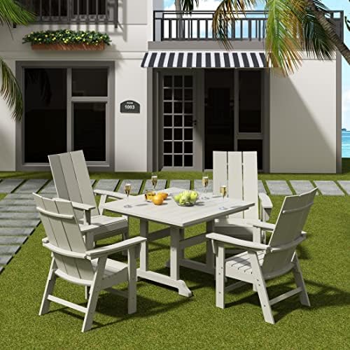 HDPE Shoreside Modern Curveback Adirondack Dining Chair,Sand